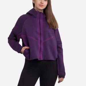 Nike Womens Sweatshirt Large Purple Sportswear City Ready Tech Fleece Hood Zip